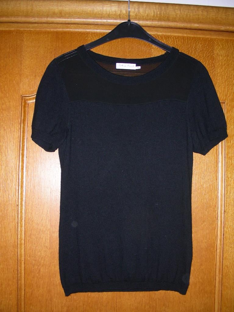 Zwart bloesje met korte mouwen, maat: M, Talking French, Maat 38/40 (M), Talking French, Zwart, Ophalen of Verzenden