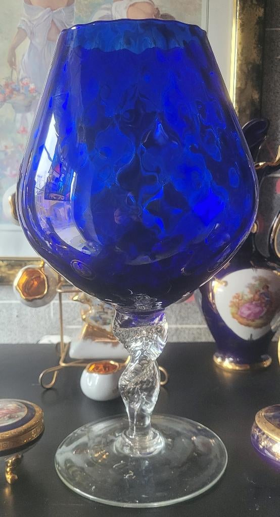 Vase Florentin Vintage Bleu Cobalt - Italie, Antiquités & Art, Enlèvement