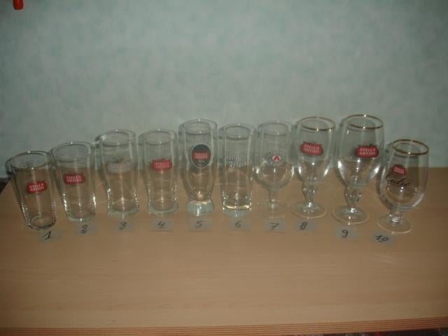 Bierglazen Stella Artois, 10 soorten, € 1,00 tot € 2,00 stuk, Verzamelen, Ophalen of Verzenden, Zo goed als nieuw, Glas of Glazen