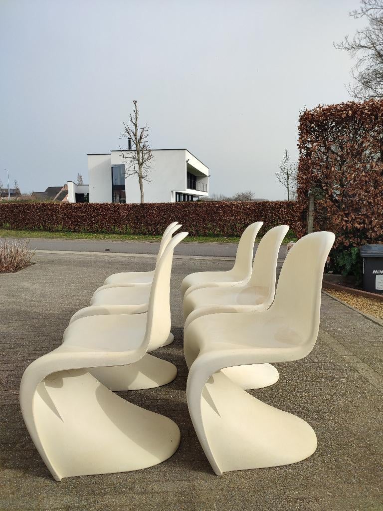 6 Vitra Panton chairs (replica), Huis en Inrichting, Stoelen, Ophalen, Gebruikt, Kunststof
