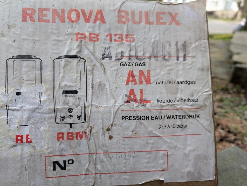 Boiler RENOVA BULEX RB135 aardgas 10 liter NIEUW, Doe-het-zelf en Bouw, Chauffageketels en Boilers, Ophalen, Aardgas, Nieuw, Boiler