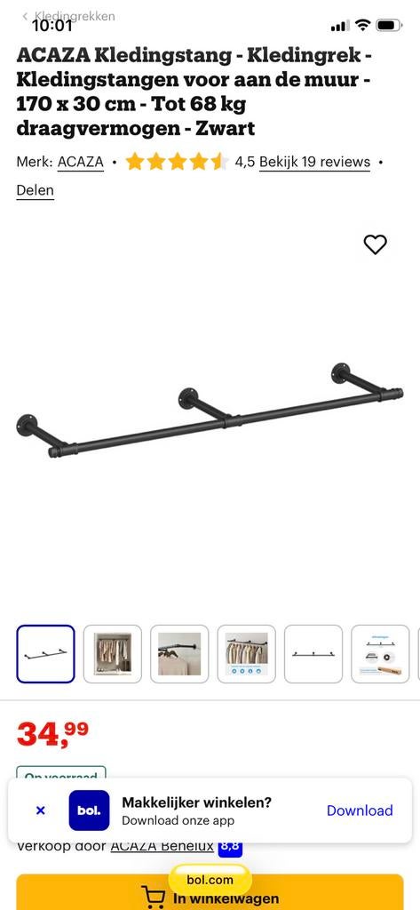 Kledingstang nieuw in doos, Huis en Inrichting, Woonaccessoires | Kapstokken, Ophalen, Zo goed als nieuw