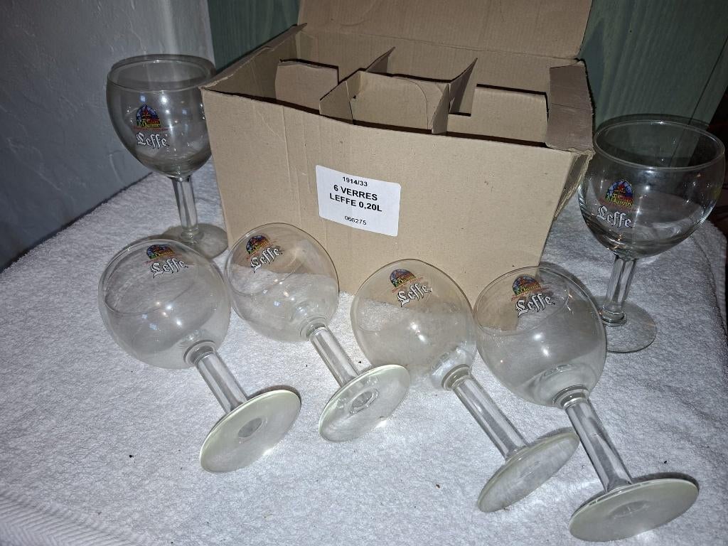 6 kristallen Leffe glazen, nieuwstaat, Ophalen of Verzenden, Zo goed als nieuw, Glas of Glazen, Leffe