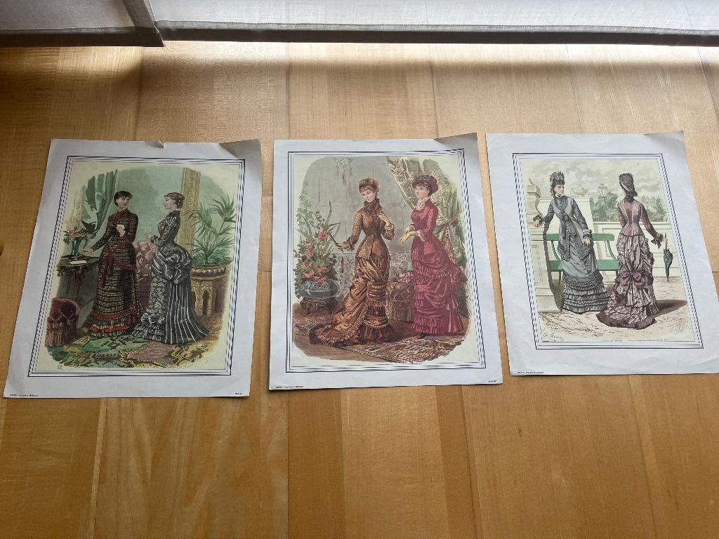 3 oude modeprenten Damart, Livres, Mode, Envoi, Mode en général