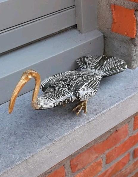 Egyptische Ibis gemaakt van Brons en Marmer - jaren ´60, Ophalen of Verzenden, Brons