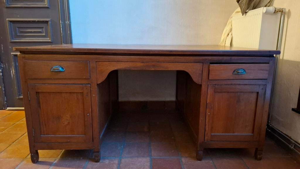 Bureau Classique en Bois Teck Massif, Enlèvement, Utilisé