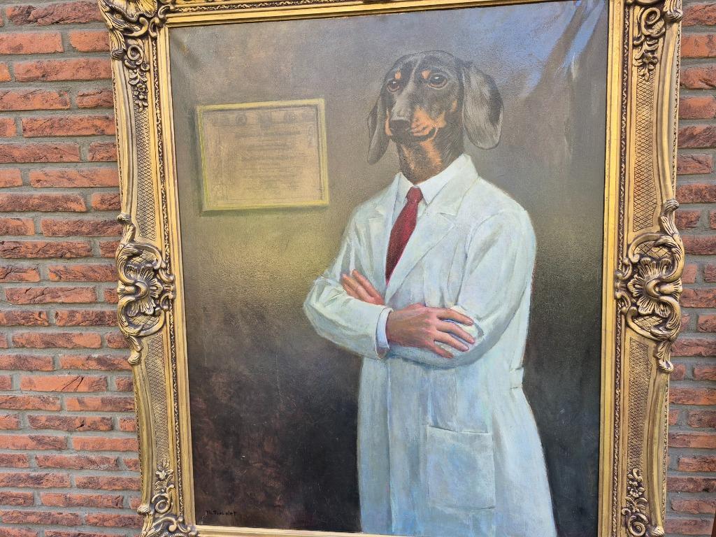 PONCELET Thierry - le teckel médecin, Antiquités & Art, Art | Peinture | Classique, Enlèvement