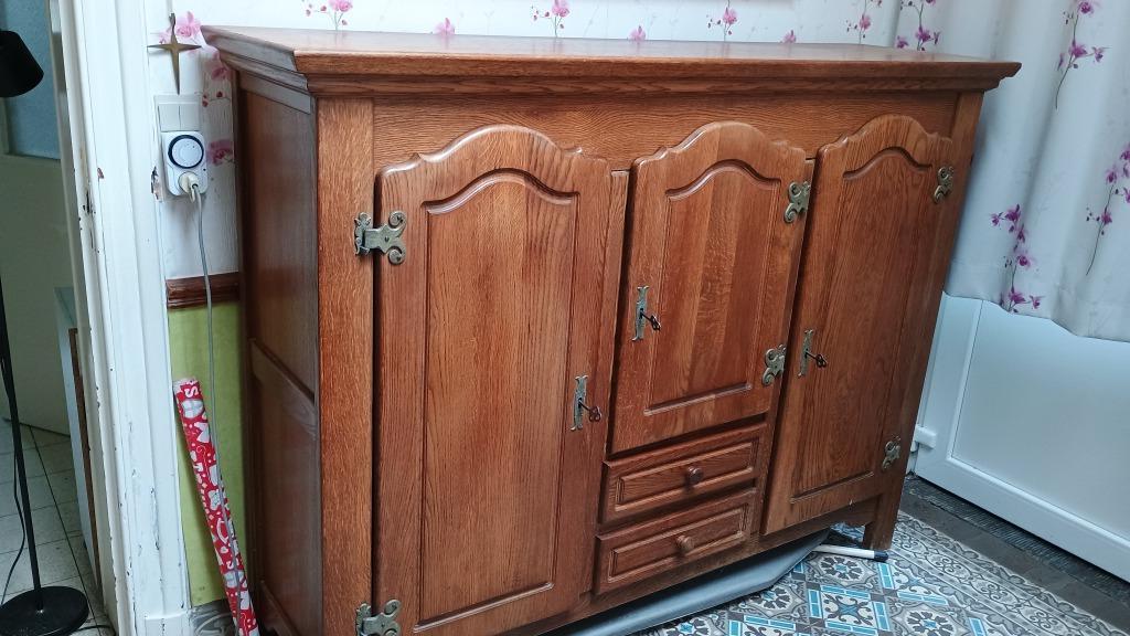 Buffet vaisselier - chêne rustique 3 portes, Avec tiroir(s), 200 cm ou plus, Utilisé, Chêne
