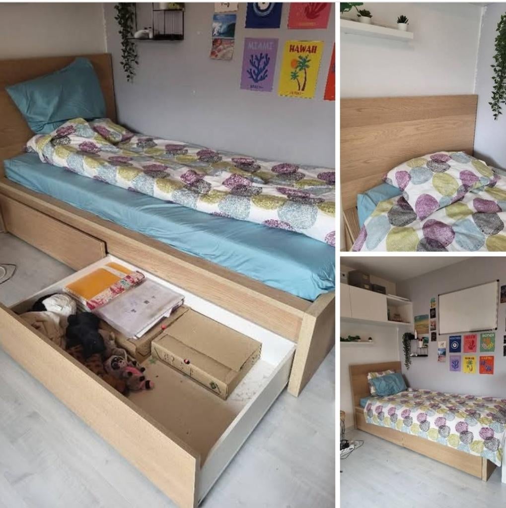 Lit ikea, Standart, 90 cm, Enlèvement ou Envoi, Beige