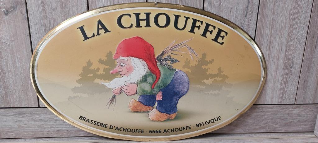 zeldzaam reclamebord Chouffe, Verzamelen, Ophalen of Verzenden, Nieuw, Reclamebord, Plaat of Schild, Overige merken
