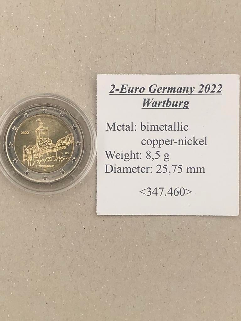 2€ - Euro Duitsland 2022, Ophalen of Verzenden, Duitsland, 2 euro, Losse munt