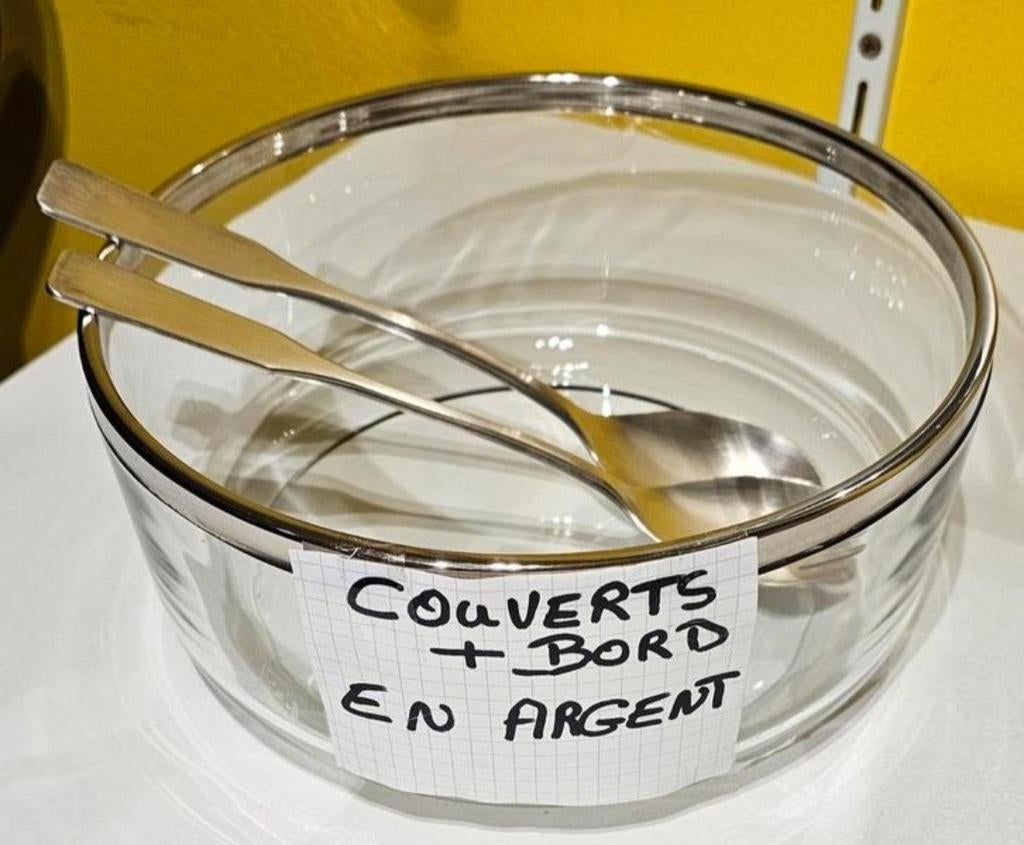 GRAND PLAT NEUF EN VERRE AVEC ARGENT, Neuf, Enlèvement ou Envoi, Verre, Autres styles
