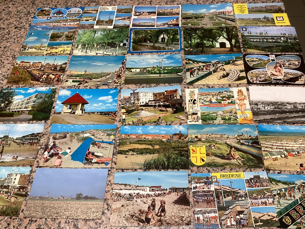 Lot van 30 postkaarten BREDENE zee kust, Verzamelen, Ophalen of Verzenden, 1960 tot 1980, Gelopen, West-Vlaanderen
