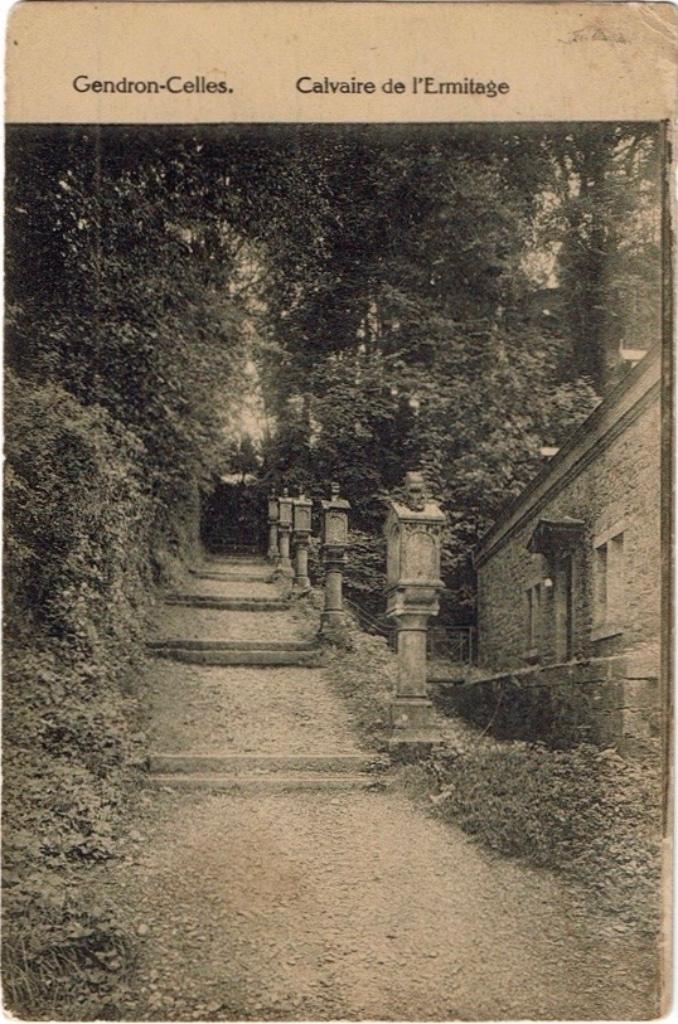 Carte postale Gendron-Celles Calvaire de l'Ermitage 1921, Envoi, 1920 à 1940, Affranchie, Namur