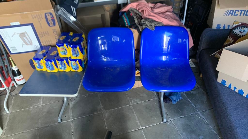 Luchthaven stoeltjes, Huis en Inrichting, Stoelen, Ophalen, Gebruikt, Blauw, Twee