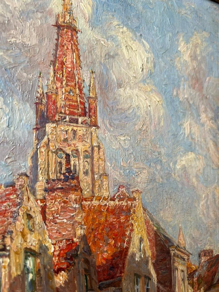 Omer Coppens - Paysage urbain ensoleillé, Antiquités & Art, Enlèvement