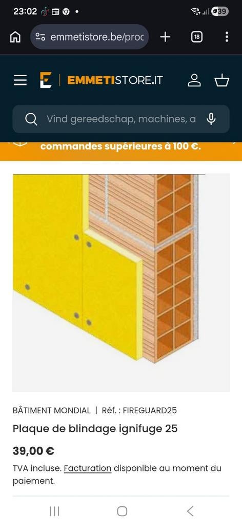 Gyproc spéciale anti feu, Ophalen