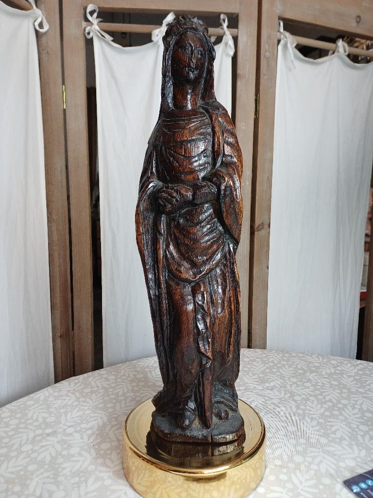 Vierge  début XX siècle en bois 50 cm, Antiquités & Art, Curiosités & Brocante, Enlèvement ou Envoi