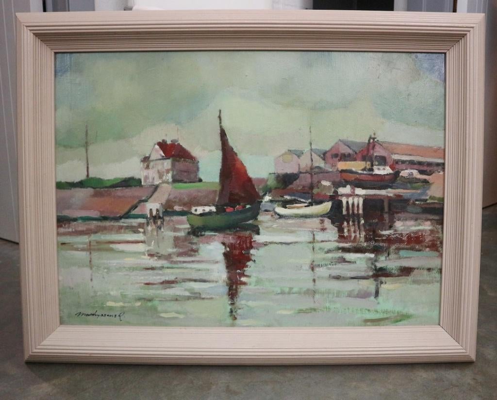 Renaat MATTHYSSENS, havengezicht, Antiquités & Art, Art | Peinture | Classique, Enlèvement ou Envoi