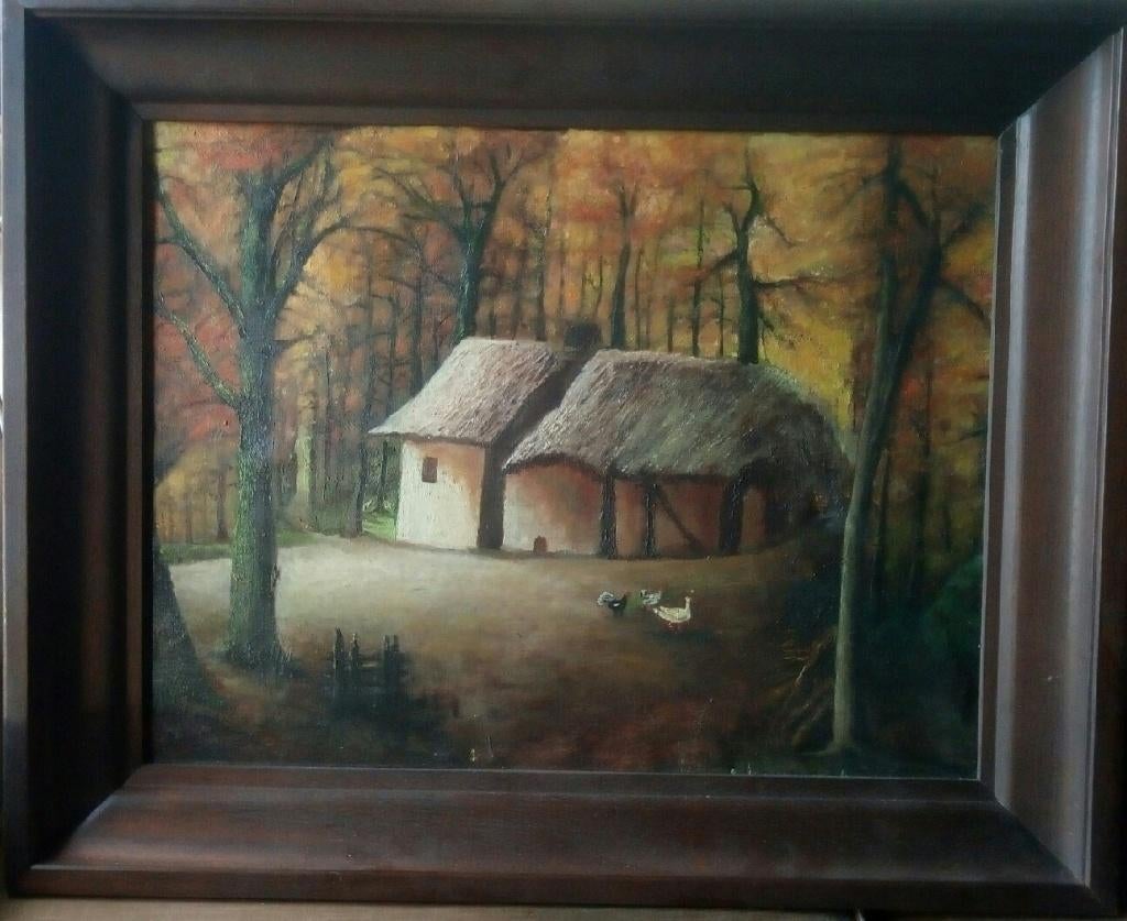 Schilderij op doek - Rieten Huisje, Ophalen