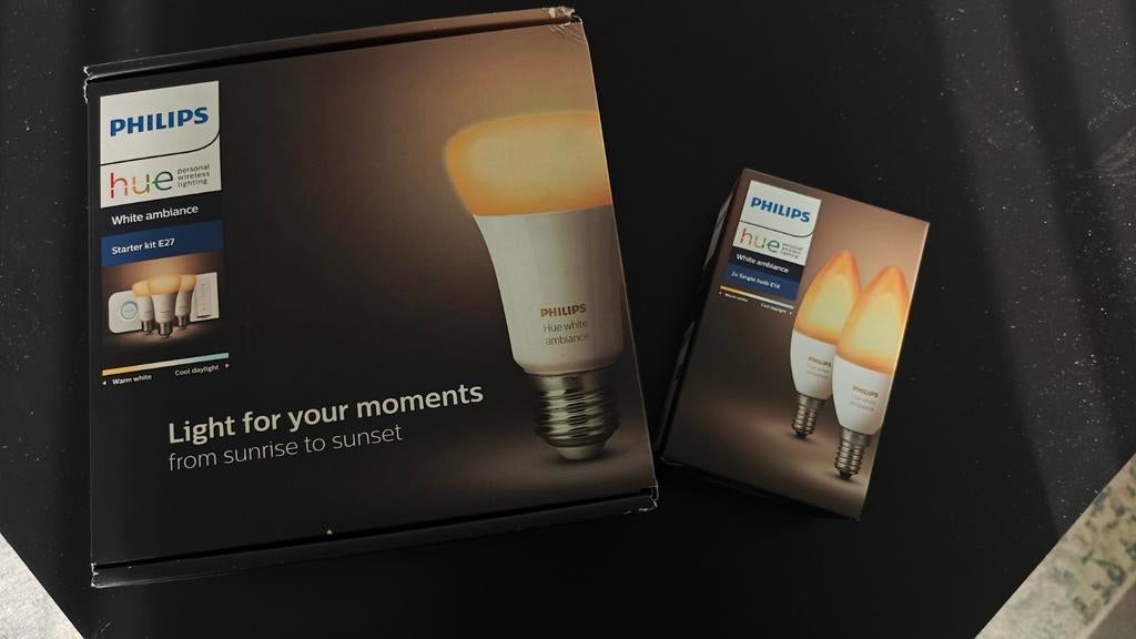 Philips Hue starter kit (Nieuw) + 2x E14 White ambiance, Ophalen, Nieuw, E27 (groot), Led-lamp
