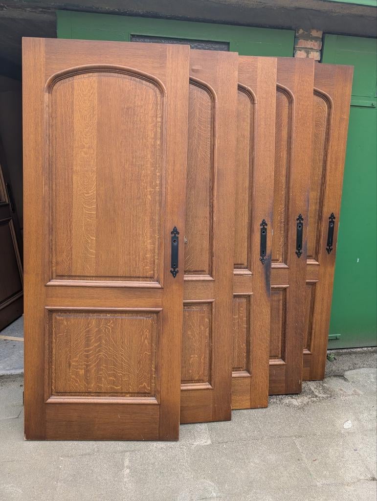 Portes intérieures en chêne massif avec serrures, charnières, Bricolage & Construction, Enlèvement, 80 à 100 cm, Verre, 200 à 215 cm