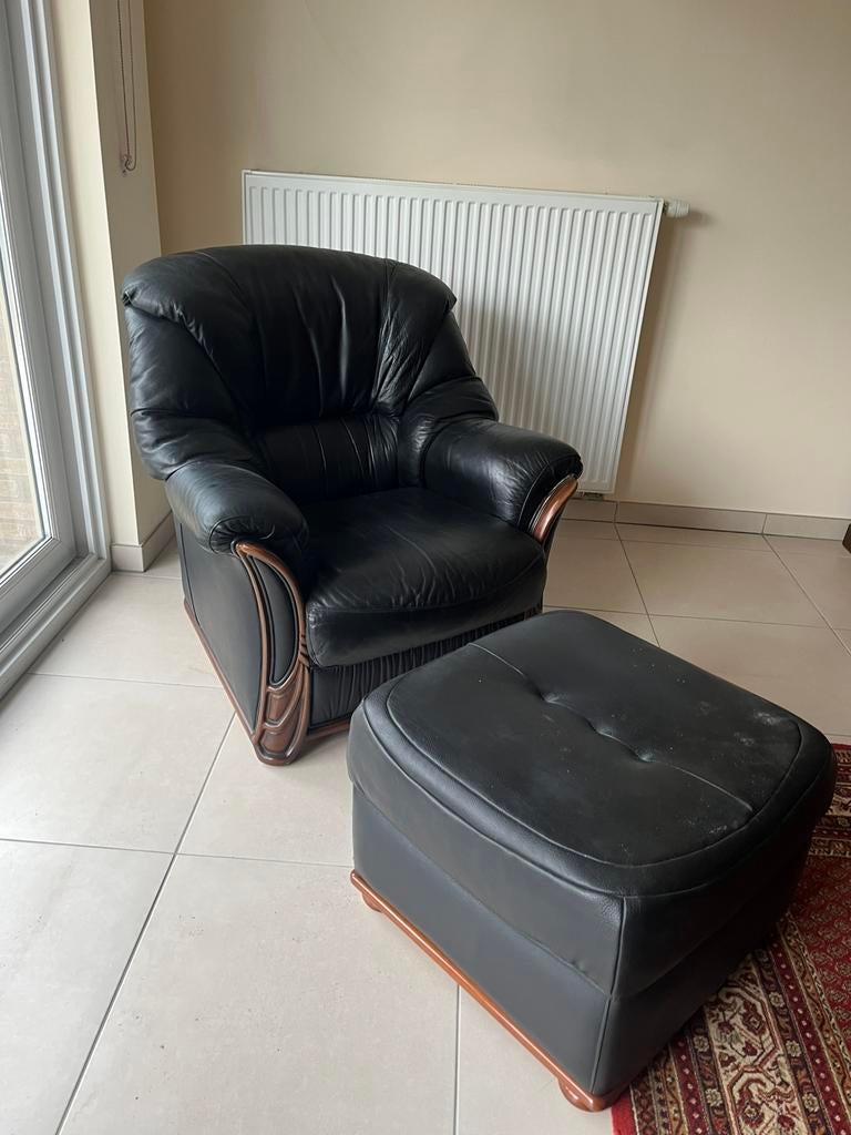 Lederen eenzit fauteuil zwart, Ophalen, Gebruikt