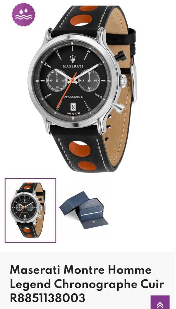 Montre mazerati pour homme, Cuir