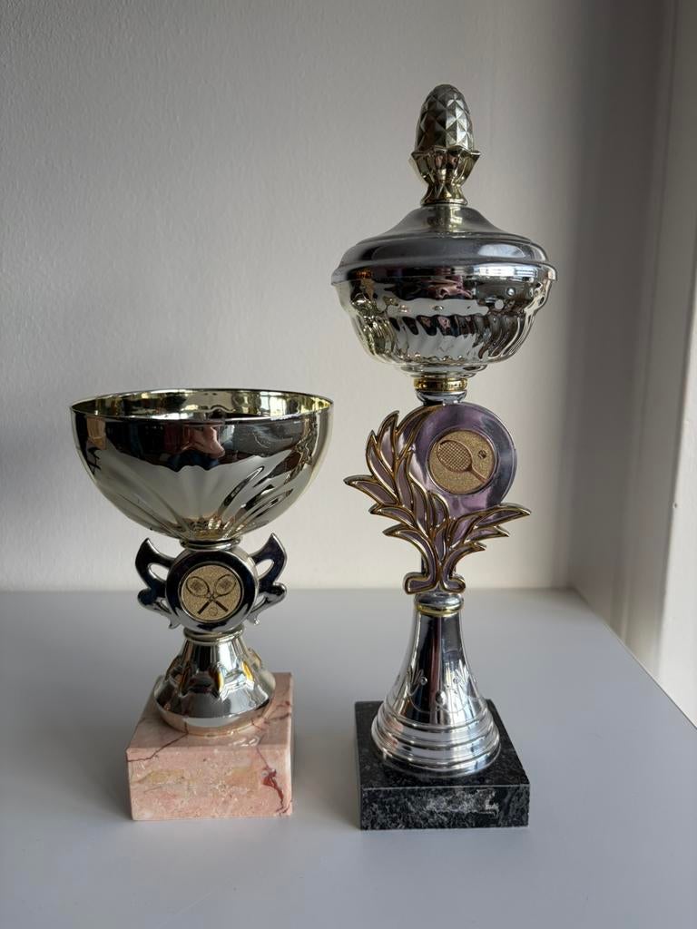 Trofee / beker tennis (set 15), Ophalen of Verzenden, Zo goed als nieuw