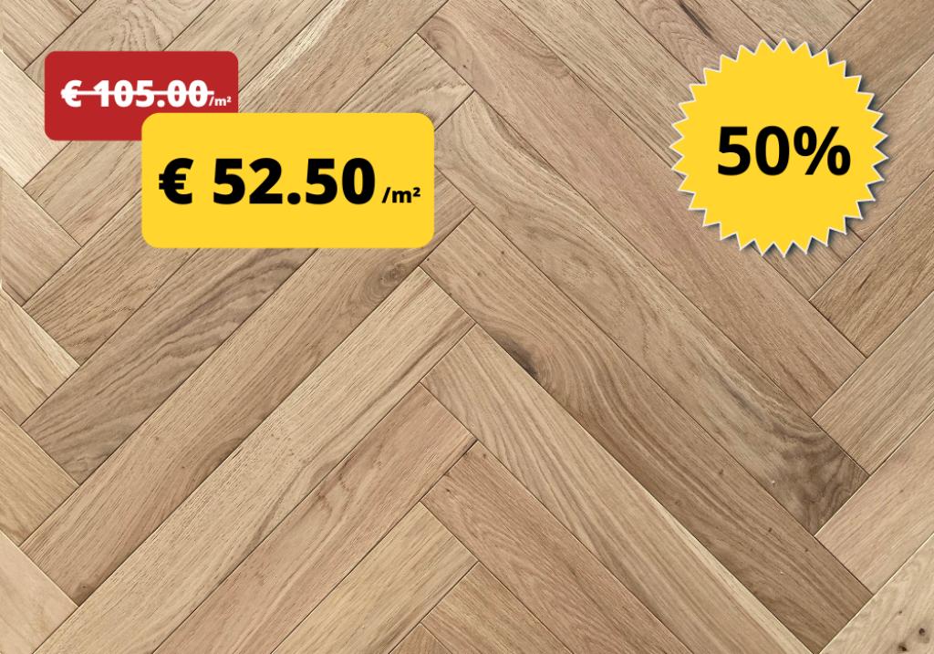 Visgraat parket voor € 52.50 /m² ! - STOCKVERKOOP, Huis en Inrichting, Stoffering | Vloerbedekking, Ophalen, Nieuw, 75 m² of meer