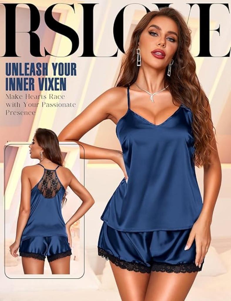 Pyjama court en satin pour femme | Nouveau, Neuf, Rslove, -, -