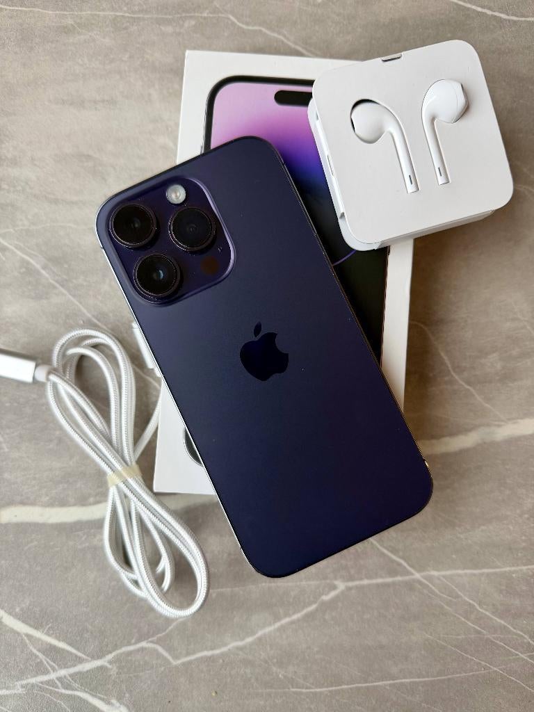 Iphone 14 Pro + écouteurs Apple, Télécoms, Téléphonie mobile | Apple iPhone, 128 GB, Comme neuf, Sans abonnement, Violet