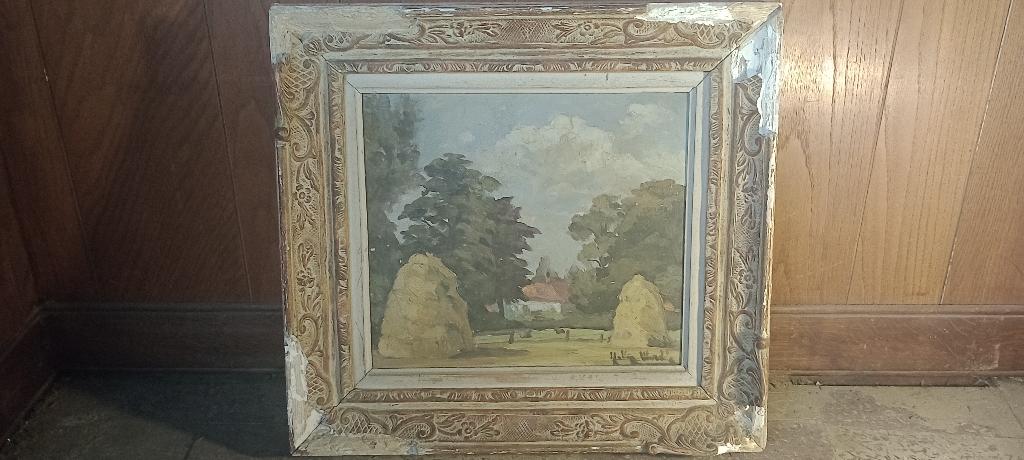 Peinture sur toile signée,  53x56, n126, Enlèvement