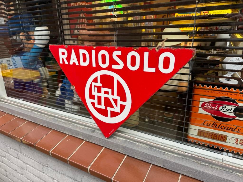 Panneau publicitaire ancien en émail RADIOSOLO, Enlèvement, Utilisé, Panneau publicitaire