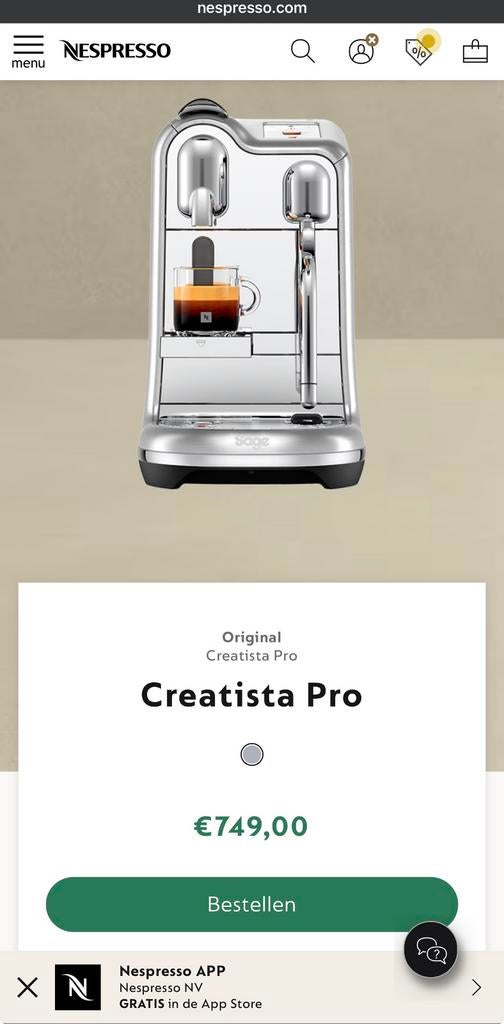 Creatisima Pro nespresso, Elektronische apparatuur, Koffiezetapparaten, Ophalen, Zo goed als nieuw