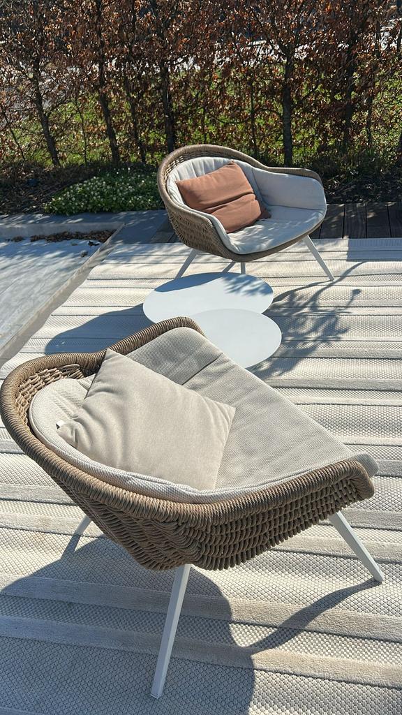 Outdoor loungestoel met stoelkussen, Tuin en Terras, Tuinstoelen, Ophalen, Zo goed als nieuw, Aluminium
