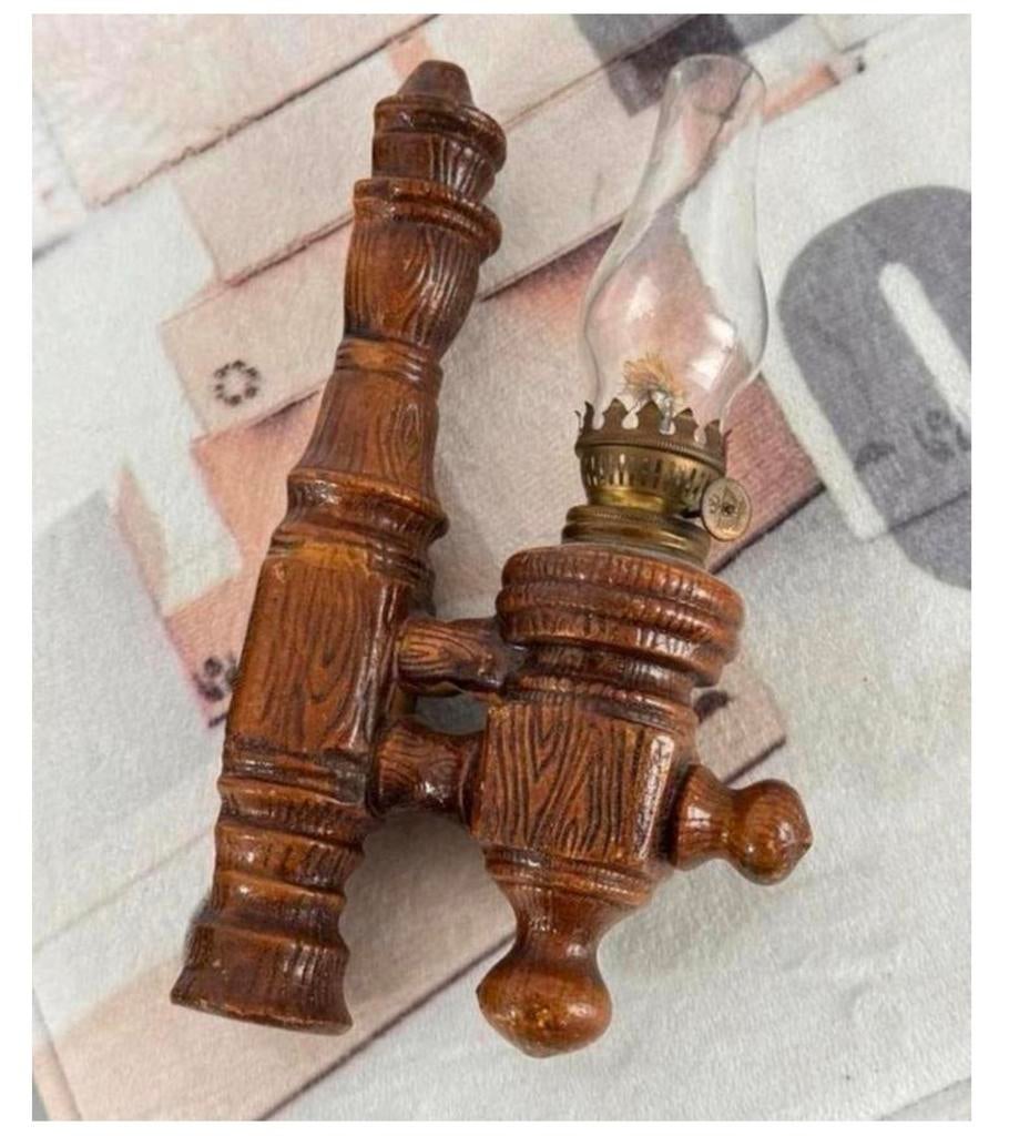 Antiek 1980 vintage wandlamp olielamp stormlamp lantaarn, Ophalen of Verzenden