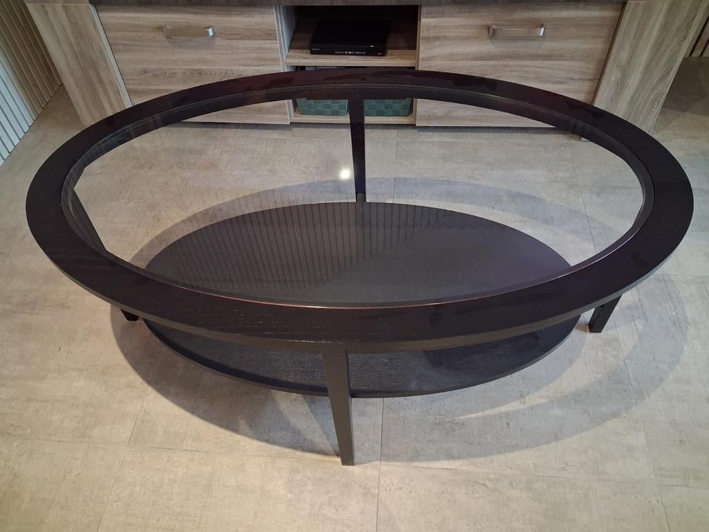 Table de salon de couleur noire, Maison & Meubles, 100 à 150 cm, Comme neuf, Enlèvement, Ovale