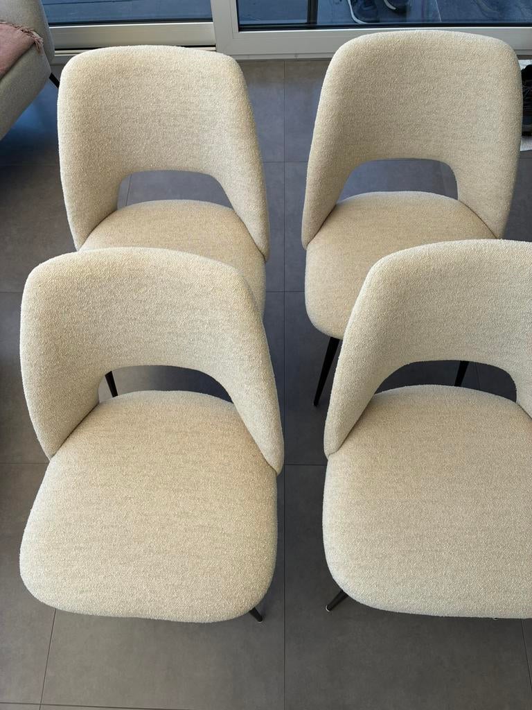 4 beige eetkamerstoelen, Ophalen, Zo goed als nieuw, Stof