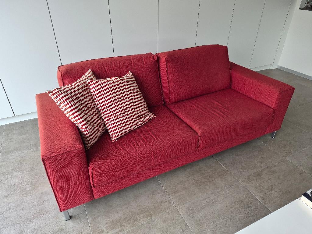 Rode zetel, Huis en Inrichting, Ophalen, Gebruikt, Driepersoons, 75 tot 100 cm