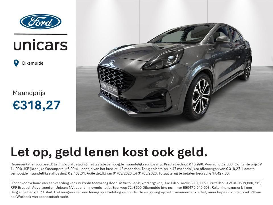 Ford Puma 1.0i Ecoboost mHEV 92kW ST-Line, Auto's, Ford, Stof, Bedrijf, 5 deurs, 1000 cc