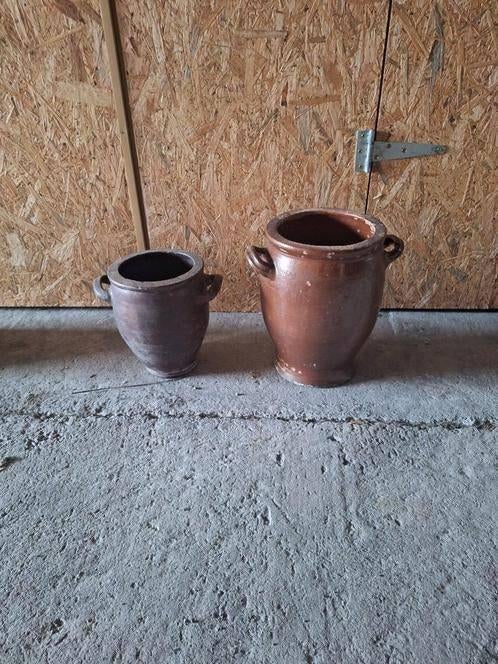 2 terracotta potten, Gebruikt, Rond, Balkon, Aardewerk