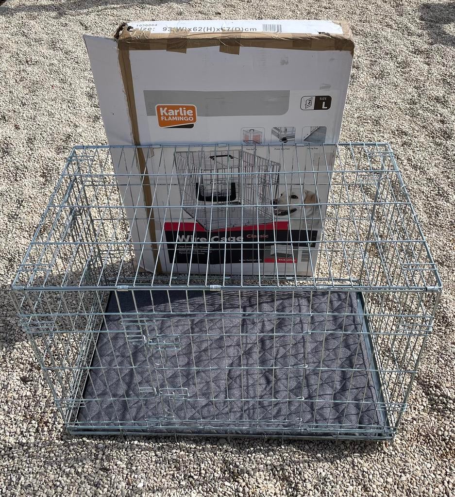 Hondenbench Karlie Flamingo large zilver, Dieren en Toebehoren, Ophalen, Zo goed als nieuw