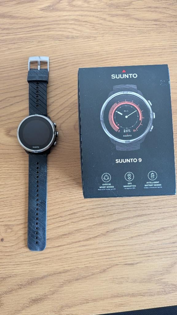 Sporthorloge Suunto 9, Handtassen en Accessoires, Sporthorloges, Zwart, Ophalen of Verzenden, Zo goed als nieuw, Suunto