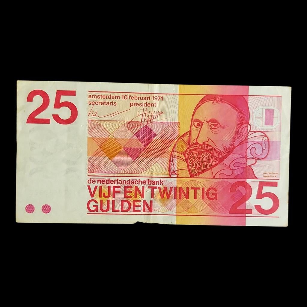 Bankbiljet / Nederland / 25 Gulden / 10 februari 1971, Postzegels en Munten, Ophalen of Verzenden, 25 gulden, Los biljet
