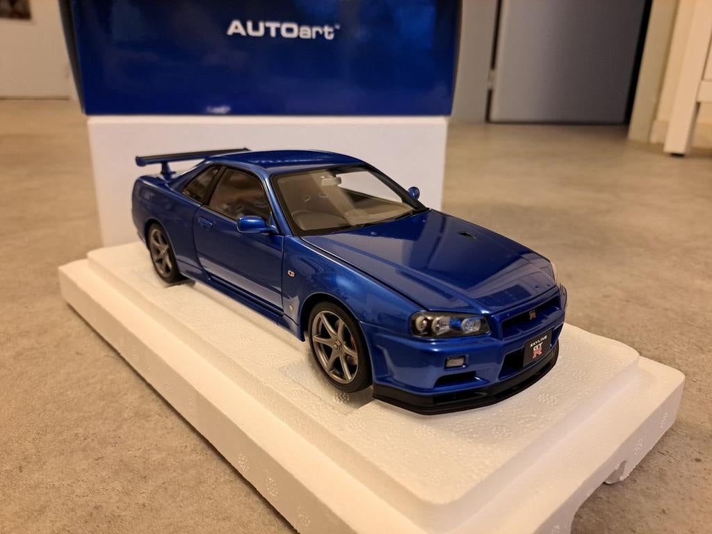 Nissan Skyline R34 Bayside Blue AUTOART 1/18 Nieuw, Hobby en Vrije tijd, Modelauto's | 1:18, Auto, Autoart, Ophalen of Verzenden