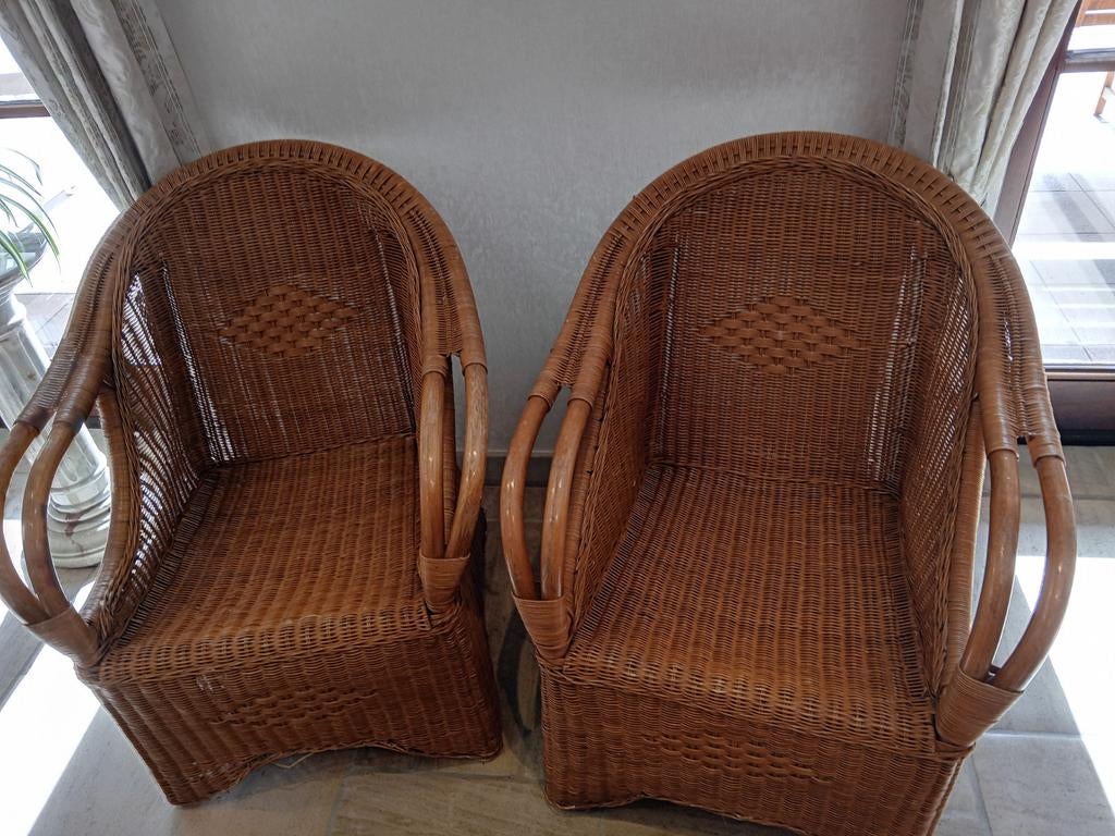 2 rieten zetels, Ophalen, Gebruikt, Twee, Bruin