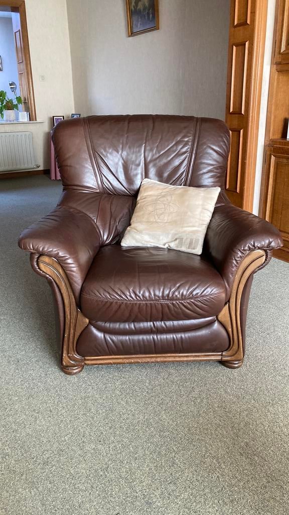Salon leder gratis, Huis en Inrichting, Fauteuils, Ophalen, Gebruikt