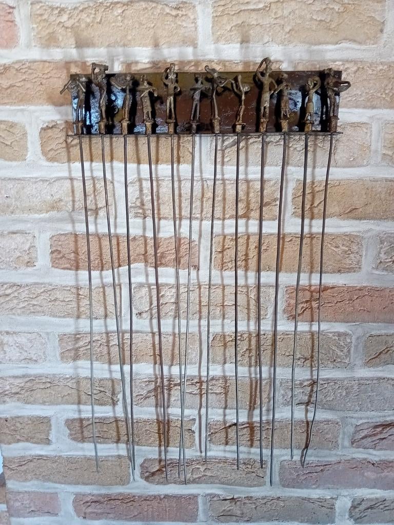 Decoratieve barbecue-spiezen en asbak in brons, Antiek en Kunst, Antiek | Brons en Koper, Ophalen, Brons