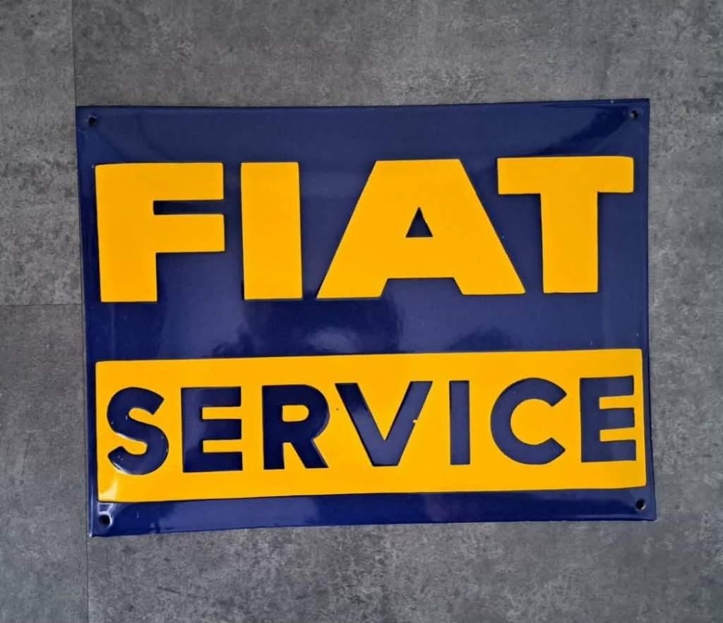 Fiat service emaillen reclame decoratie bord garage showroom, Verzamelen, Ophalen of Verzenden, Zo goed als nieuw, Reclamebord